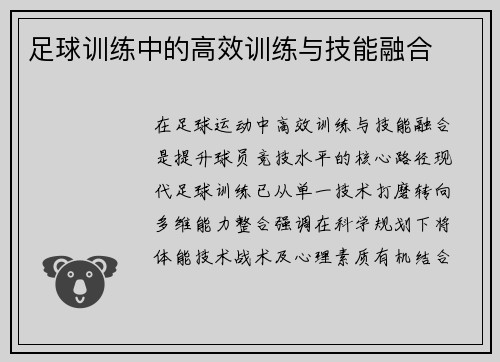足球训练中的高效训练与技能融合